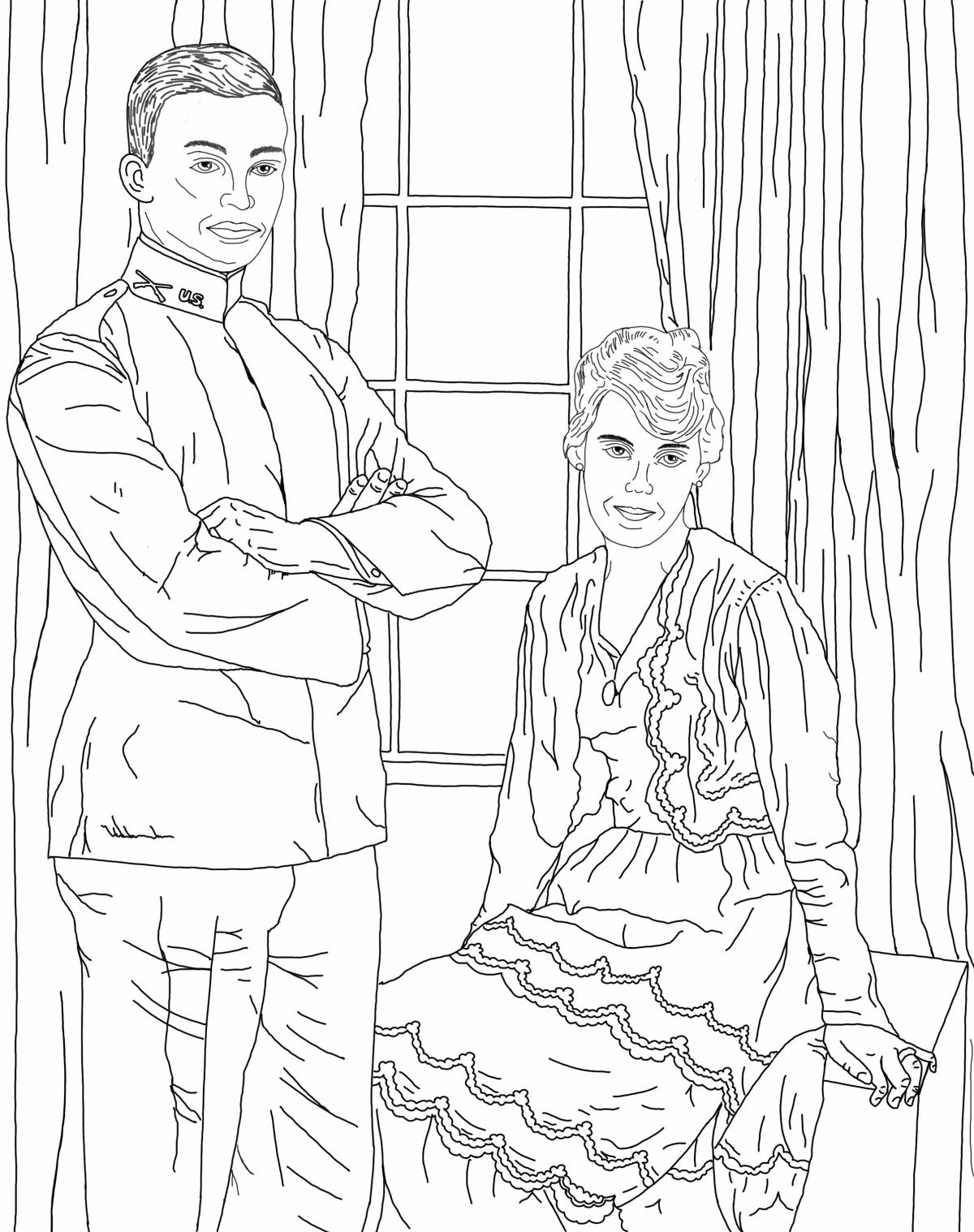 Dwight and Mamie Wedding Photo - coloring page JPG